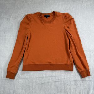 Cynthia Rowley Size L Orange Crew Neck Puff Sleeve Knit Pullover Top Sweatshirt